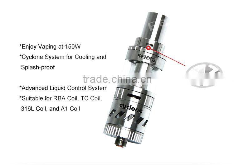 New Arrive! Sense Cyclone Tank Sense Cyclone 5ml 150W 0.6ohm&0.2ohm Ni200 Top Refilling Cyclone Sub Ohm Tank Wholesale Price