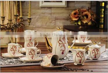 gold porcelain coffee set made In China