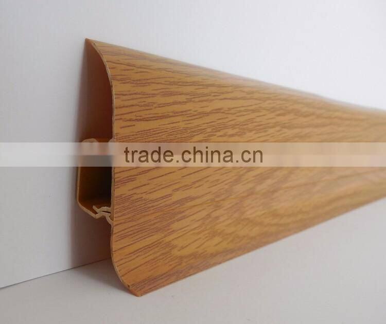 China supplier imitation wood grain flooring trim pvc skirting board