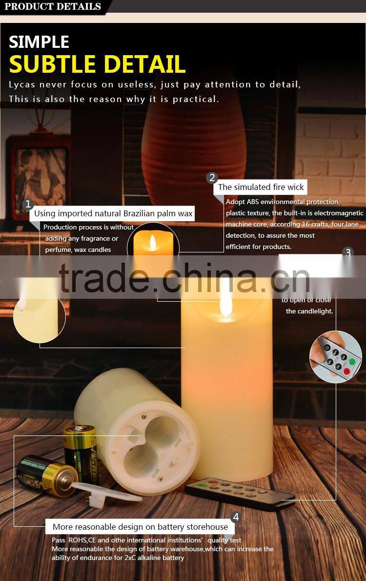 ABEI Lycas patented Ivory pillar flameless 3D moving flame led candle niganha
