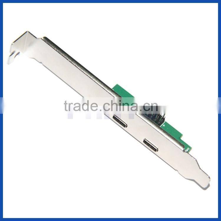 Metal bracket 9pin USB 2.0 to 2 port USB type C USB-C adapter converter card cable