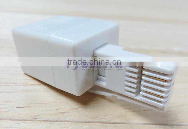 US RJ11 Telephone Socket to UK BT Plug Telephone Adapter