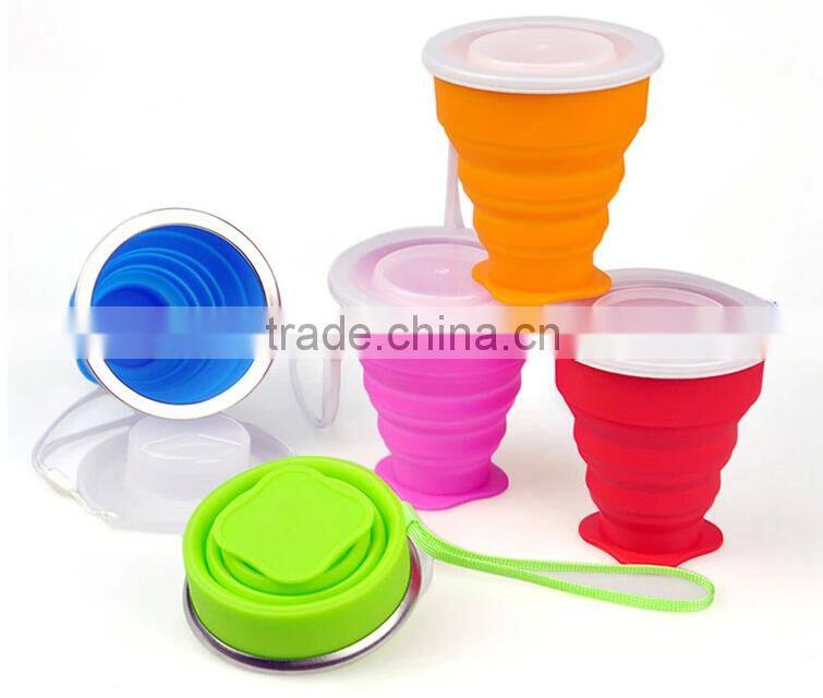 2015 silicone foldable water bottle manufacturing cup