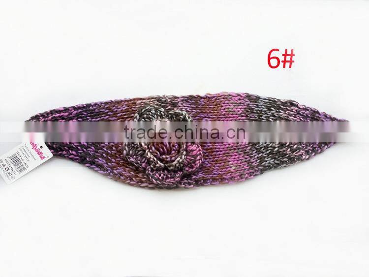 Beautiful Colorful Yarn Knittig Flower Decorated Fashion Women Head Band