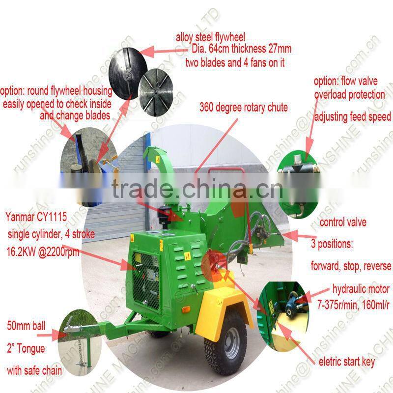 CE certificate diesel wood chipper DWC-22