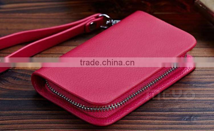 Wholesale money pocket leather key pouch for lady shopping