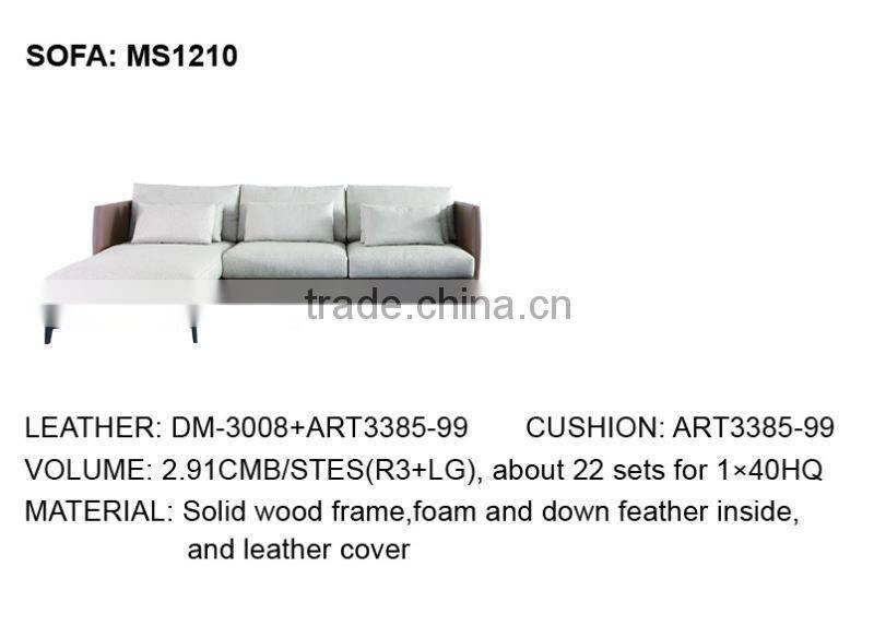 2015 Modern Design Top Grain Leather sectional sofa furniture MS1210
