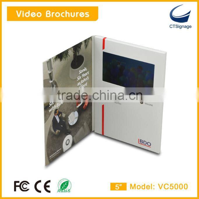 Customized 5 inch digital video brochure card,invation video brochure