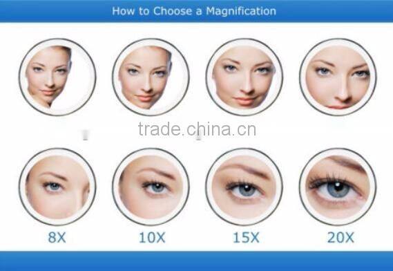 Hot Sale Dual sides folding LED 1x & 10X Magnification Mirror Cosmetic Travel LED Light Magnifying Mirror
