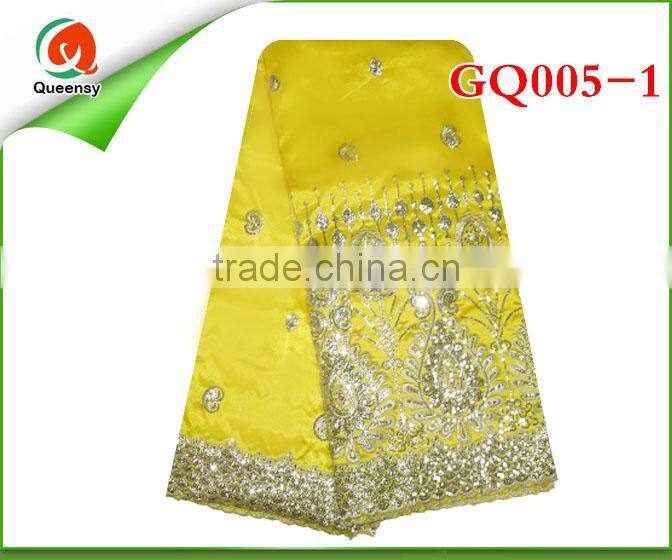 GQ005-3Latest design raw silk embroidery African Georgegeorge fabric