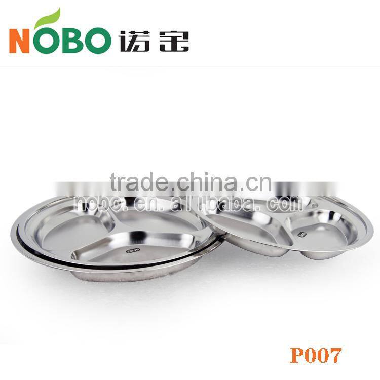3 compartments round stainless steel food divider plate