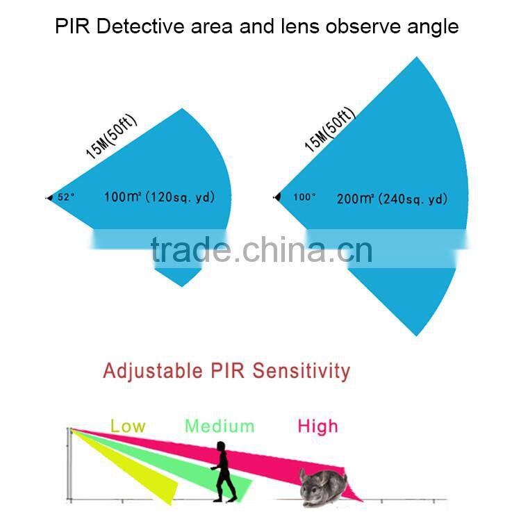 Adjustable PIR range 12-15M deer hunting trail camera with 3G function