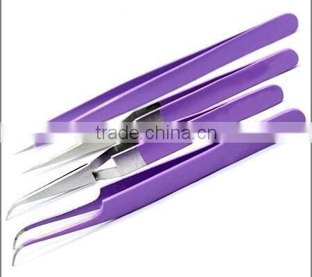 Multi Colour Eyelash Extension Tweezers Pointed Tweezers with Titanium Multicolor