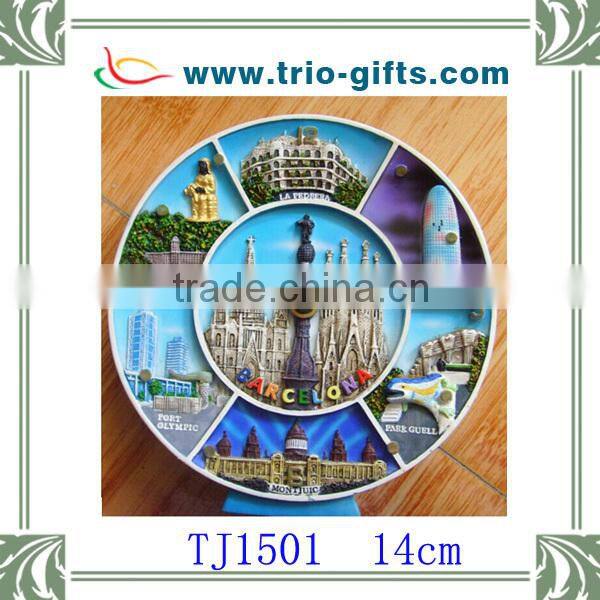 Resin wall plaque with boat and seaside village design