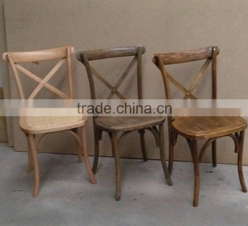 Oak wood x cross back chairs with soft cushions