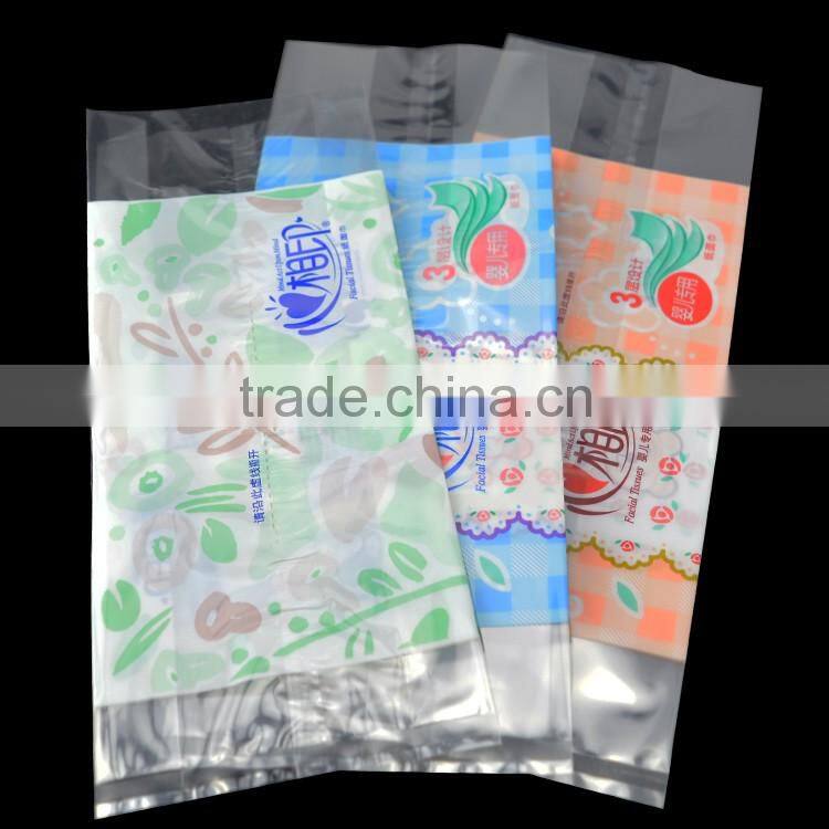 custom size disposable back self adhesive seal opp shrink bag for tissue packing