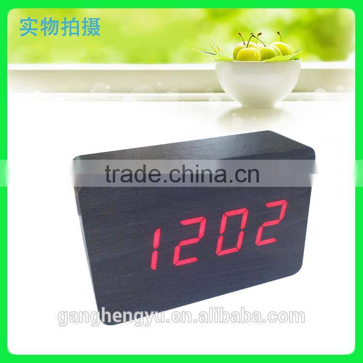 Multi-function digital wooden table clock