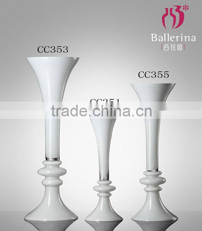 White Glass Trumpet Vases Wedding centerpieces