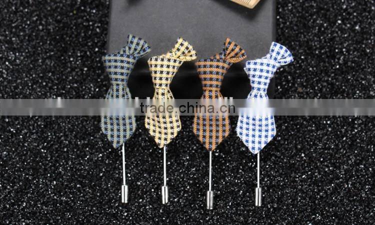 Western Classic Tie Shaped Lapel Pin,Fashion Plaided Long Needle Pins For Dresses