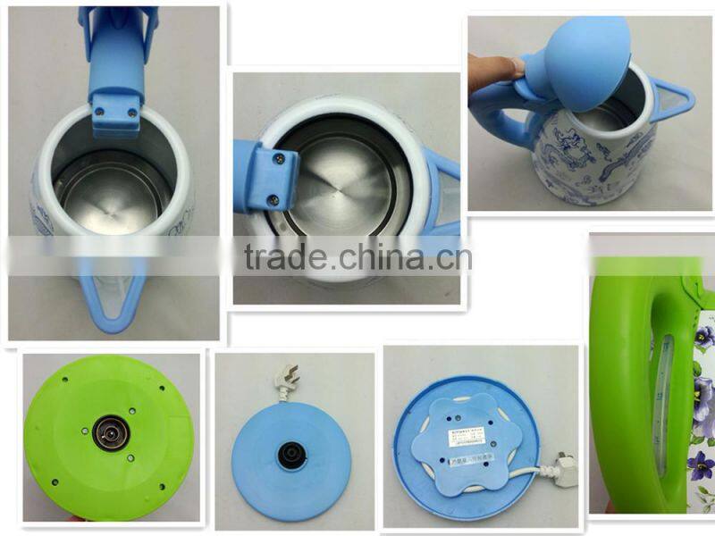 Flower printing cordless enamel electric water kettle
