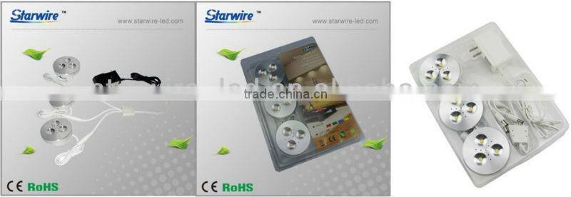 3*1W recessed mounted 12v led puck lights CE RoHS