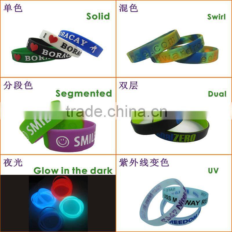 Fashionable charm bracelet/blue uv silicone bracelets with business logo