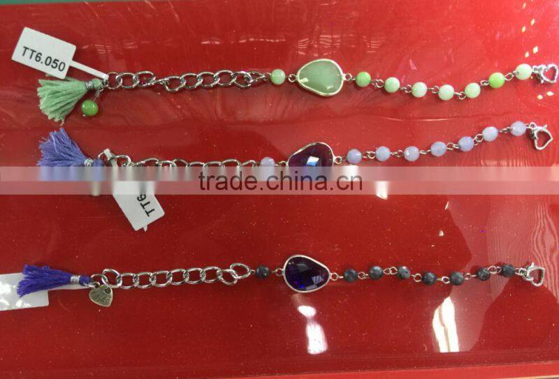 2015 Latest Popular Natural Stone Beads Chain Link Bracelet