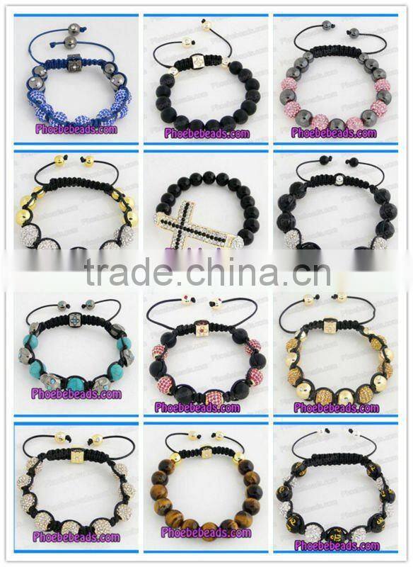 Cross Bracelets Wholesale Gold Plated Sideways Pave Crystal Agate Beaded Stretch Honesty Jewelry PHB-001