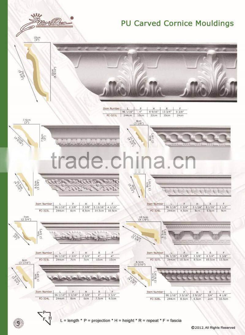 PU Good price beautiful new modern decorative Polyurethane Crown Moulding