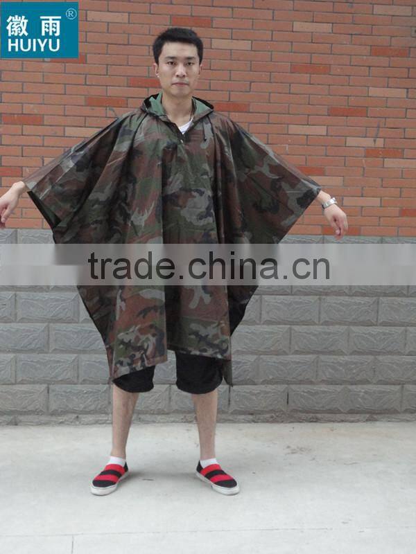 OEM factory 100% polyester or oxford raincoat army rain poncho military outdoor workplace bicycle motorcycle raincoat