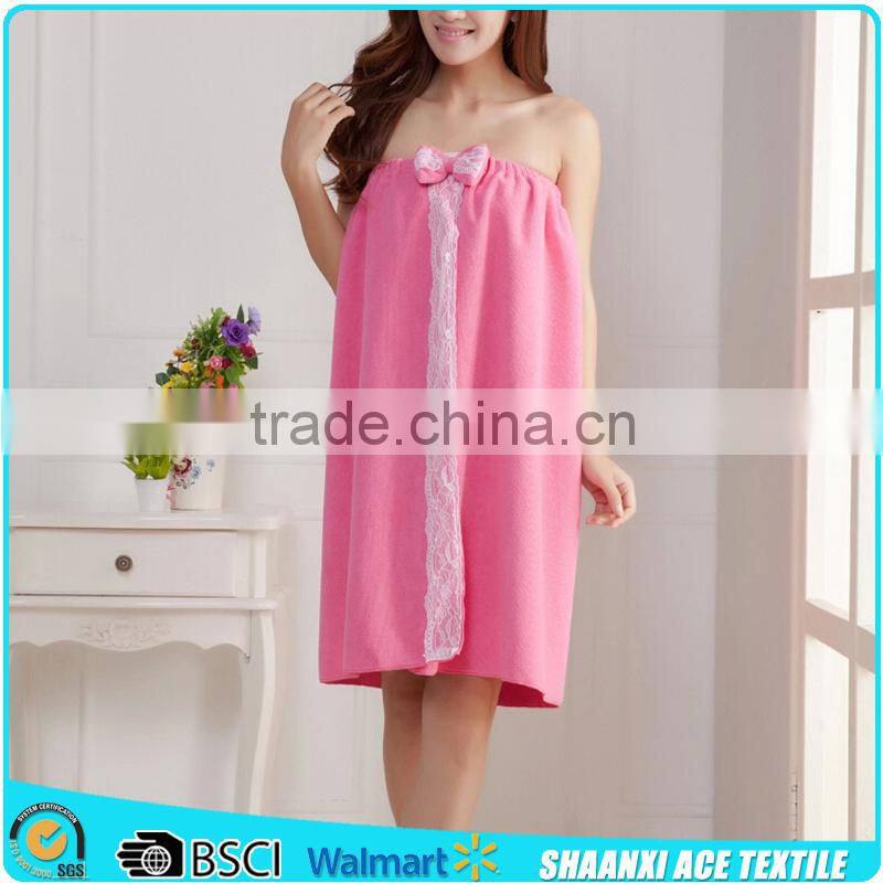 Cotton terry material girl towel dress with bowknot terry cloth girl towel skirt