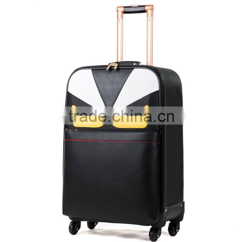 New Design Hot Selling PU Leather Material Travel Spinner Trolley Luggage