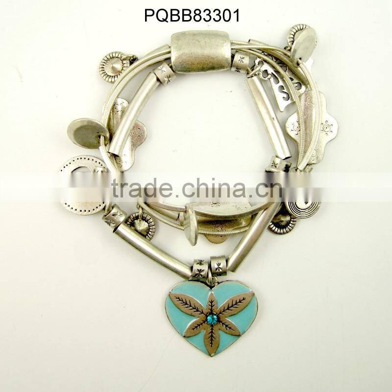 Newest design fashion popular vintage silver fleur de lis lily bracelet