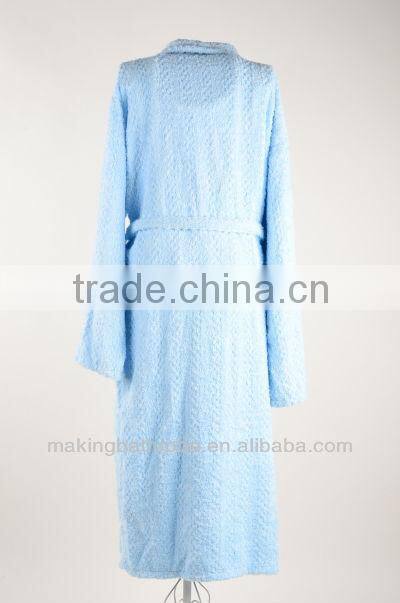 high-quality light blue 100%cotton terry cloth hotel bathrobe