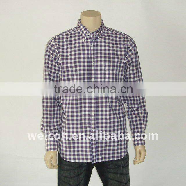 Men's 100% cotton long sleeve stylish Fine grid classic casual shirt