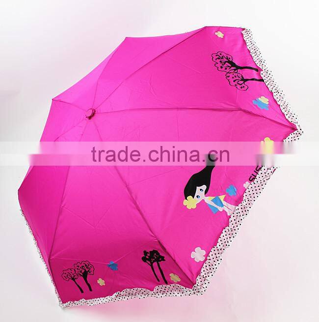 adorable flower basket 5-fold frill mini gift umbrella