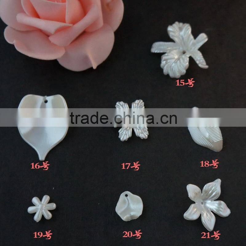 high quality well polished colorful plastic ABS rose flower straight hole sew on pearl
