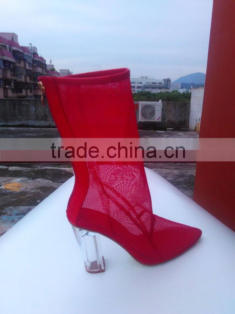 CX340 clear heel mesh upper dressing boot