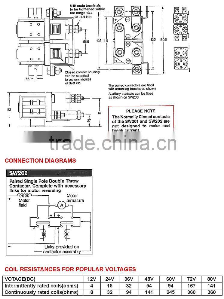 SW202 motor reversing contactor 400A