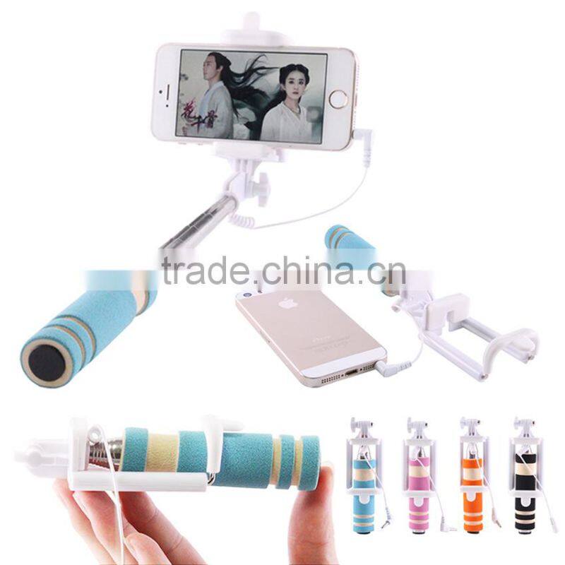 2015 hot in pocket mini selfie stick with wired