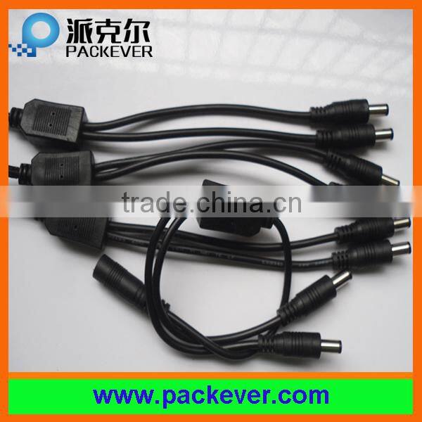 Black DC5-24V 5.5*2.1mm female/ male dc plug single color LED strip 1 in 3 out DC splitter