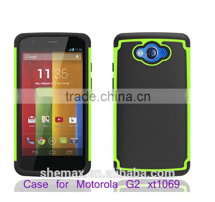 shockproof cover case for motorola moto g2/two in one hybrid back cover for moto g2 xt1069