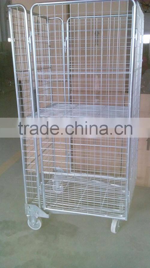 RH-RC004-1 4 Sides Closed Nesting Steel Logistic Cart Trolley