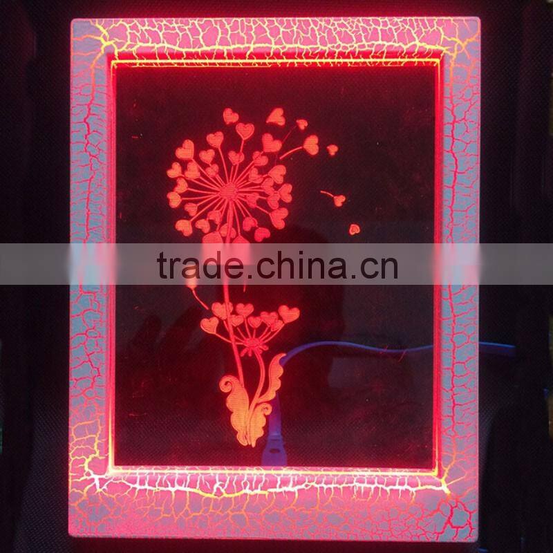 Valentine's Day Gift 3D Photo Frame LED 7 Colors Flashing Flower Desk Night Light