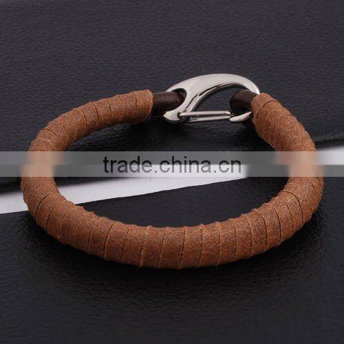 Hot sale braided genuine leather bracelet charm jewelry GB10203