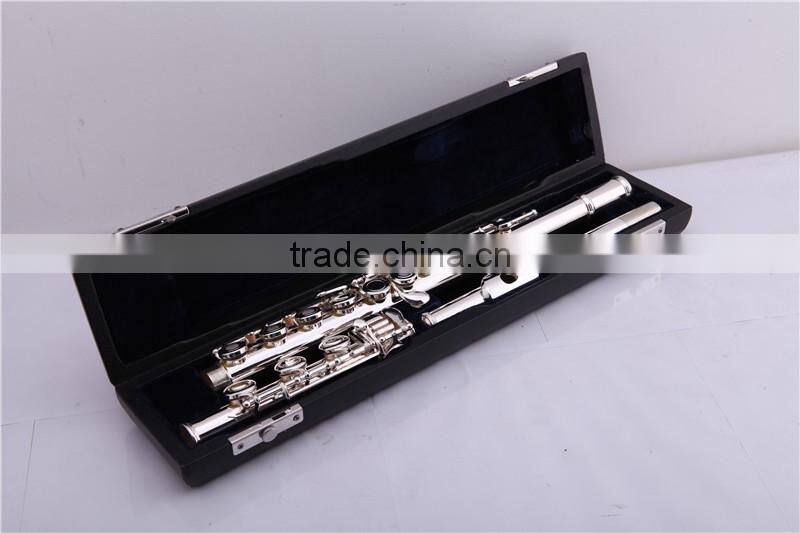 Musical instrument 17 open holes silver plated flute with Split E mechanism offset-G keys and B foot