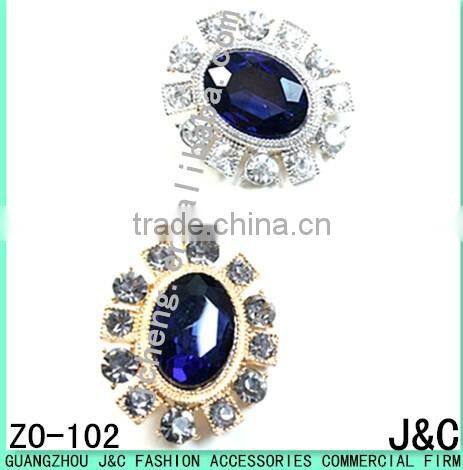 rectangle shaped blue zircon jewelry Rhineston Zamac button