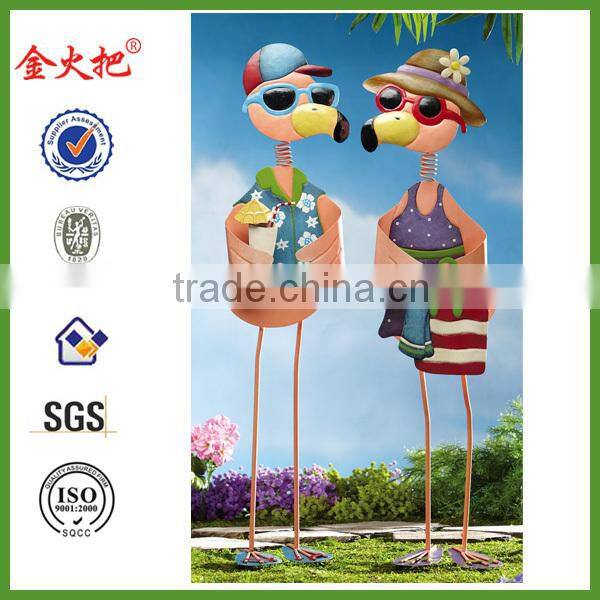 Tropical Flamingo Couple Garden Stakes