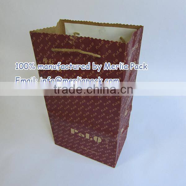 Premier Natural Kraft Shopping Bag Brown Natural String Jute Twines Hemp Rope Handles Serrated Bags