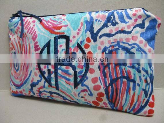 Wentou Monogramed Lilly Pulitzer Canvas Makeup Bag